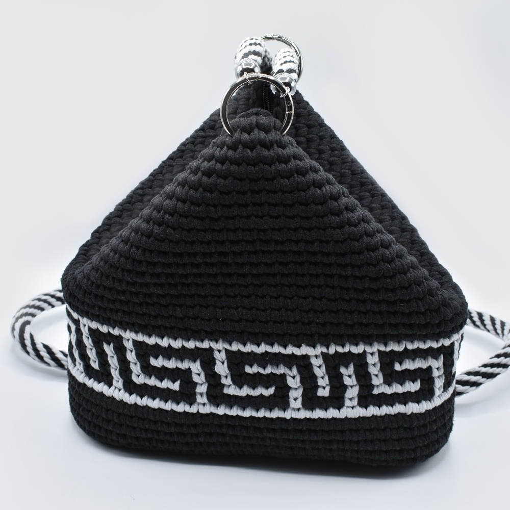 💕 Handmade Backpack with Greek Key Design